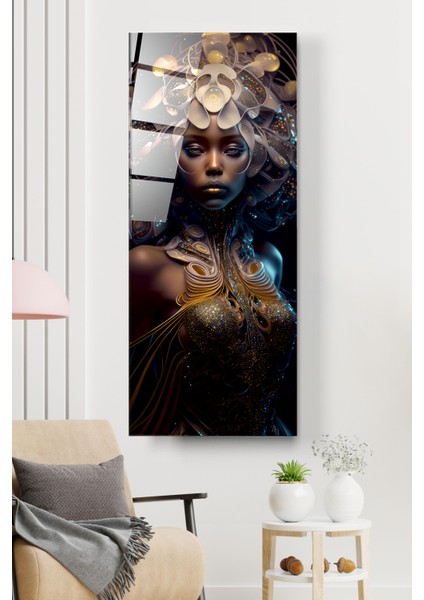 Afrikalı Kadın Cam Tablo, Dekoratif Cam Tablo