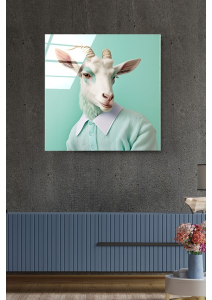 Keçi Portre Cam Tablo, Dekoratif Cam Tablo indirimleri