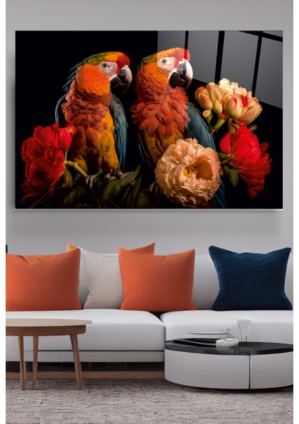 Papağanlar Cam Tablo, Dekoratif Cam Tablo