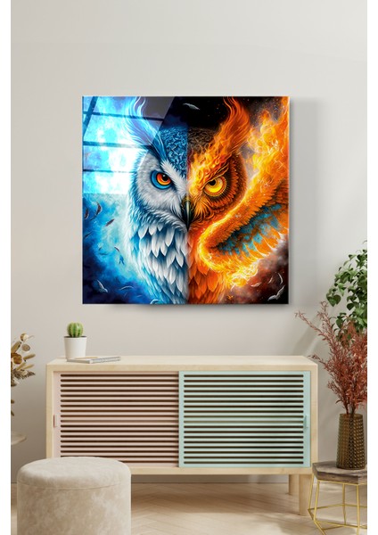 Baykuş Cam Tablo, Dekoratif Cam Tablo