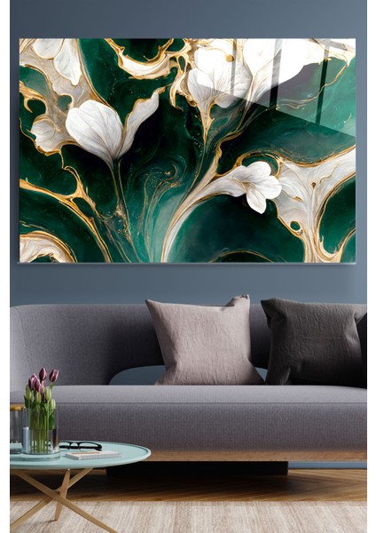 White And Green Cam Tablo, Dekoratif Cam Tablo