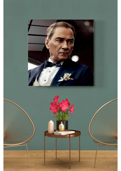 Atatürk Portresi - Yapay Zeka Tasarımlı Cam Tablo, Dekoratif Cam Tablo
