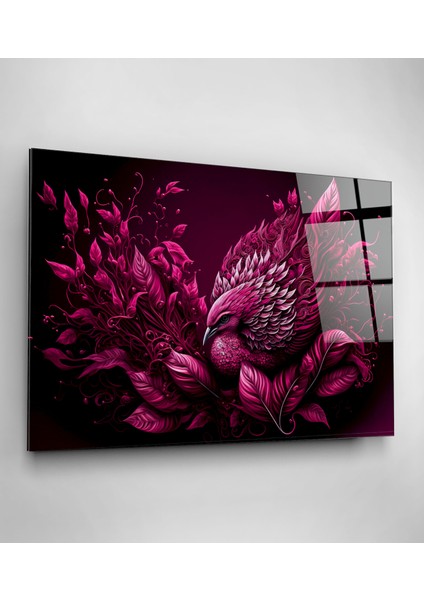 Pink Bird Cam Tablo, Dekoratif Cam Tablo modelleri