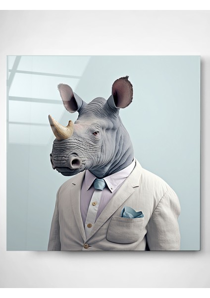 Gergedan Portre Cam Tablo, Dekoratif Cam Tablo modelleri