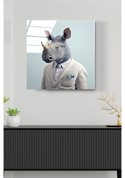 Gergedan Portre Cam Tablo, Dekoratif Cam Tablo indirimleri