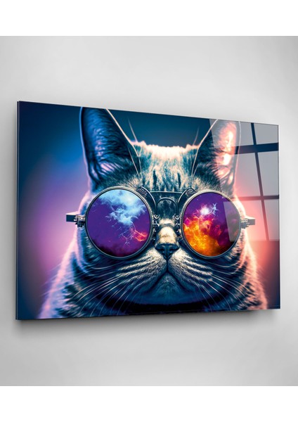 Gözlüklü Kedi Cam Tablo, Dekoratif Cam Tablo modelleri