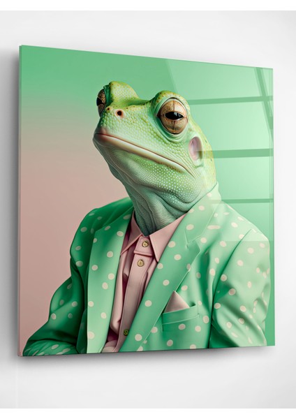 Kurbağa Portre Cam Tablo, Dekoratif Cam Tablo fiyatları