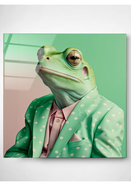 Kurbağa Portre Cam Tablo, Dekoratif Cam Tablo modelleri