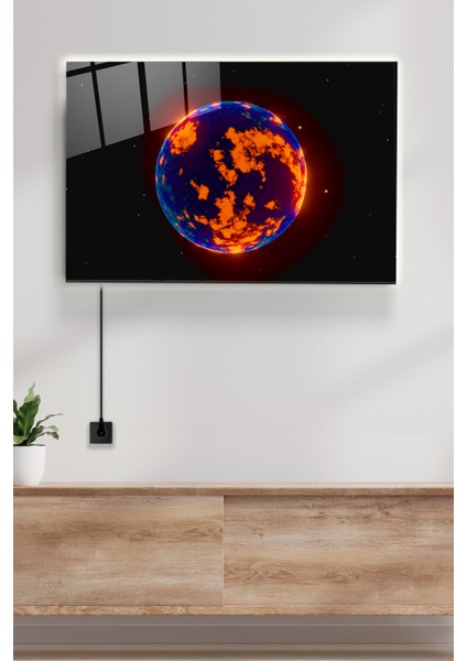 LED Aydınlatmalı Dünya Cam Tablo, Işıklı Cam Tablo