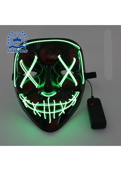 LED Işıklı Maske V Vendetta Cadılar Bayramı Korku Maskesi Maskeli Balo Giyinmek Sahne El Korku Hayalet Yüz Maskesi (Yurt Dışından)