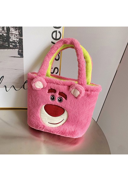 Yeni Yüksek Değerli Çilek Ayı Üç Gözlü Çocuk Peluş Bebek Büyük Kapasiteli Çevirmeli Çanta Çanta (Yurt Dışından)