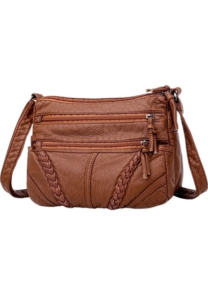 Crossbody Çanta Kadın Moda Yeni Kadın Çantası Yumuşak Deri Doku Büyük Kapasiteli Orta Yaşlı Kadın Omuz Çantası Modaya Uygun (Yurt Dışından)