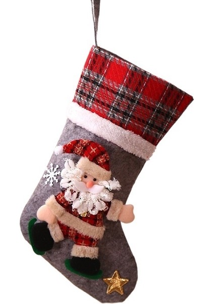 Ekose Noel Çorabı Noel Süs Çantası (Yurt Dışından)