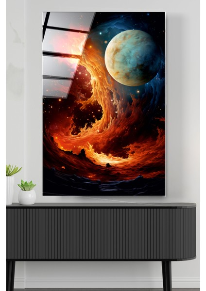 Soyut ve Ay Cam Tablo, Dekoratif Cam Tablo fiyatları