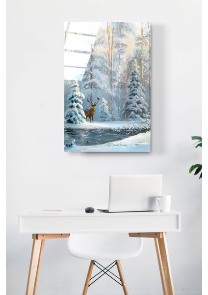 Kar Manzaralı Geyik Cam Tablo, Dekoratif Cam Tablo modelleri