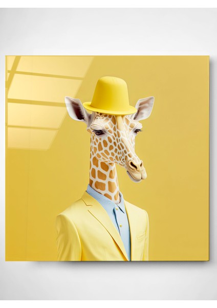 Zürafa Portre Cam Tablo, Dekoratif Cam Tablo modelleri
