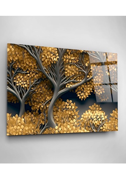 Sarı Yapraklı Ağaç Cam Tablo, Dekoratif Cam Tablo modelleri