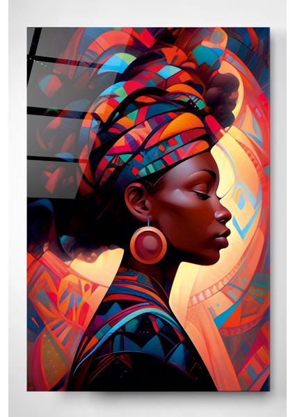 Afrikalı Kadın Cam Tablo, Dekoratif Cam Tablo