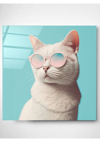 Kedi Portre Cam Tablo, Dekoratif Cam Tablo modelleri