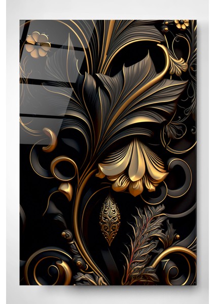 Gold Detay Soyut Cam Tablo, Dekoratif Cam Tablo