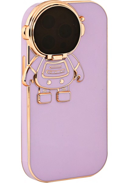 Iphone 11 Astronot Kamera Cam Korumalı Telefon Kılıfı Mor