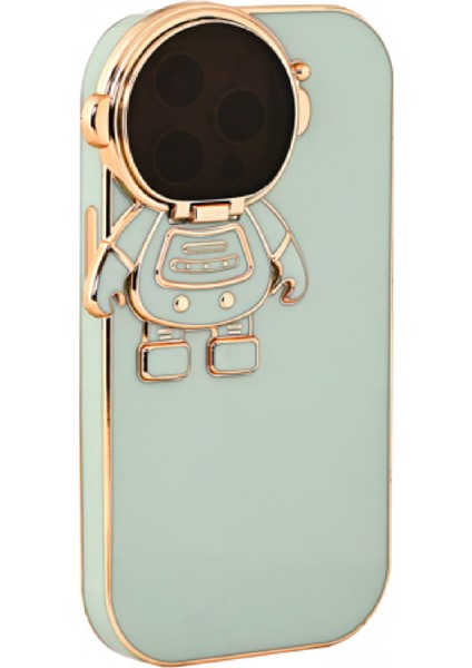 Iphone 12 Astronot Kamera Cam Korumalı Telefon Kılıfı Yeşil