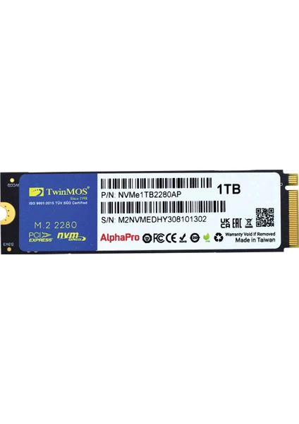 NVMe1TB2280Ap 1TB 3600-3250MB M.2 PCIe Gen3 NVMe SSD