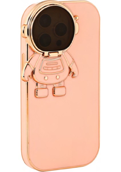 Iphone 11 Pro Max Astronot Kamera Cam Korumalı Telefon Kılıfı Pembe