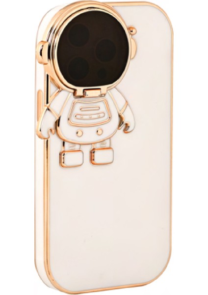 Iphone 12 Astronot Kamera Cam Korumalı Telefon Kılıfı Beyaz