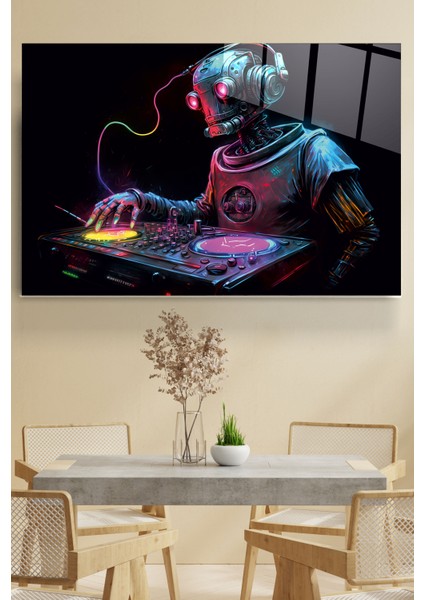 Dj Robot Cam Tablo, Dekoratif Cam Tablo