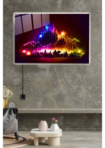 LED Aydınlatmalı Colored Lights Cam Tablo, Dekoratif Cam Tablo