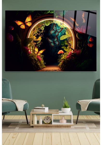 Butterflies Cam Tablo, Dekoratif Cam Tablo