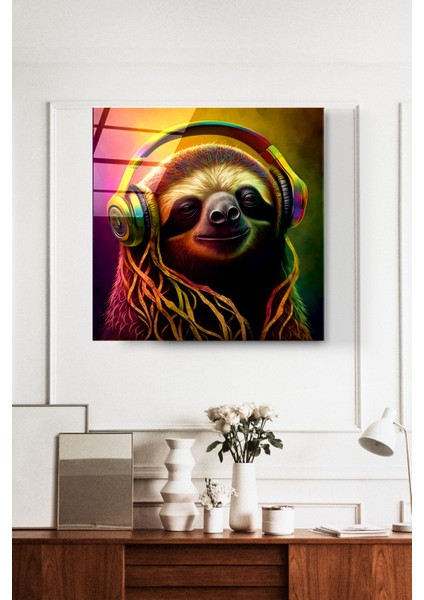 Neon Sloth Cam Tablo, Dekoratif Cam Tablo indirimleri