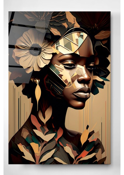 Afrikalı Kadın Cam Tablo, Dekoratif Cam Tablo