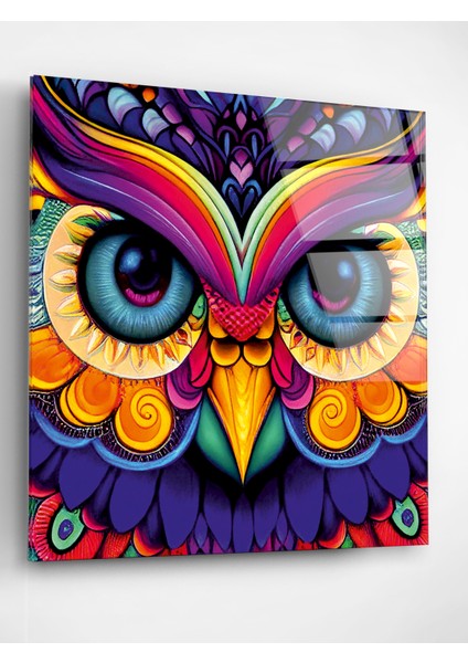 Renk Cümbüşü Baykuş Cam Tablo, Dekoratif Cam Tablo fiyatları