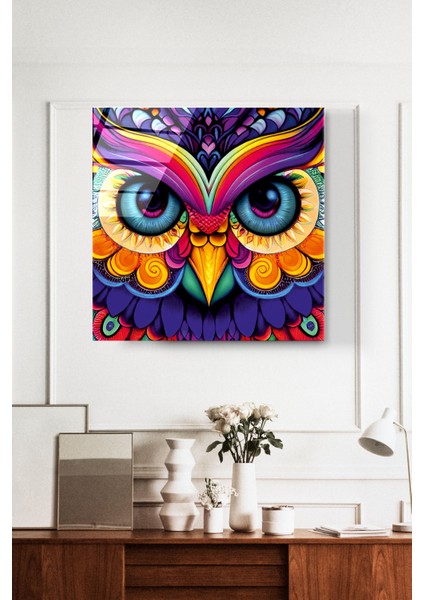 Renk Cümbüşü Baykuş Cam Tablo, Dekoratif Cam Tablo indirimleri