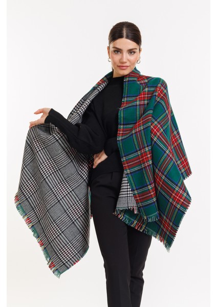 Çift Taraflı Ekose Iskoç Desen Şal Atkı-Omuz Şalı fiyatları