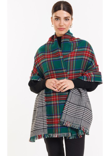 Çift Taraflı Ekose Iskoç Desen Şal Atkı-Omuz Şalı modelleri