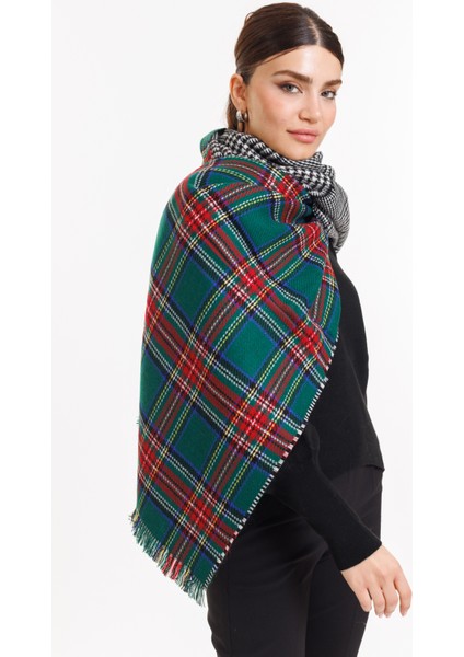 Çift Taraflı Ekose Iskoç Desen Şal Atkı-Omuz Şalı fırsatları