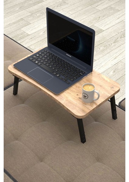 Katlanır Laptop Masası Sehpası Çalışma Yatak Kahvaltı Masası 60X35 cm Atlantik Çam
