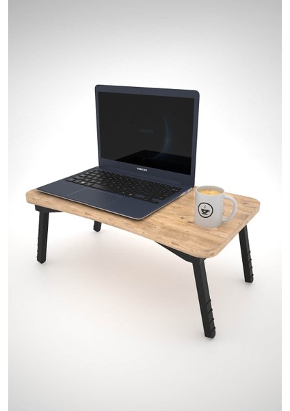 Katlanır Laptop Masası Sehpası Çalışma Yatak Kahvaltı Masası 60X35 cm Atlantik Çam