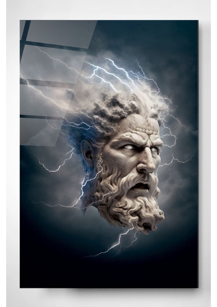 Yıldırımlı Yunan Tablosu Cam Tablo, Dekoratif Cam Tablo