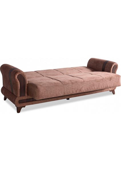 Sahra Çekyatlı Açık Kahve Üçlü Kanepe Çekyat modelleri