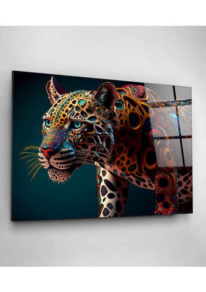 Renkli Leopar Cam Tablo, Dekoratif Cam Tablo modelleri