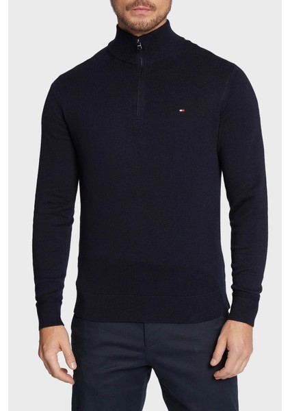 Yarım Fermuarlı Pamuk ve Kaşmir Karışımlı Regular Fit Kazak Erkek Kazak MW0MW28049 Dw5