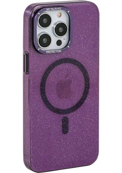 Iphone 14 Mika Simli Sky Magsafe Telefon Kılıfı Derin Mor