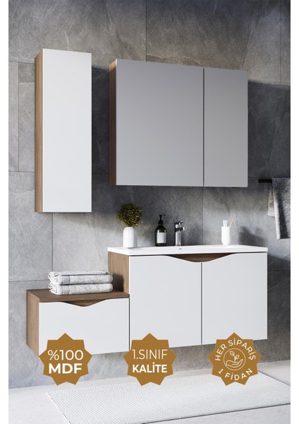 Manila 100CM Mdf Banyo Seti + Boy Dolap