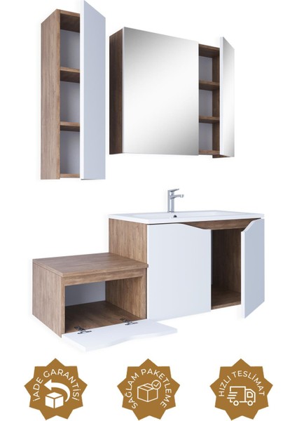 Manila 100CM Mdf Banyo Seti + Boy Dolap fiyatları