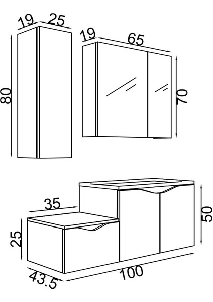 Manila 100CM Mdf Banyo Seti + Boy Dolap fırsatları