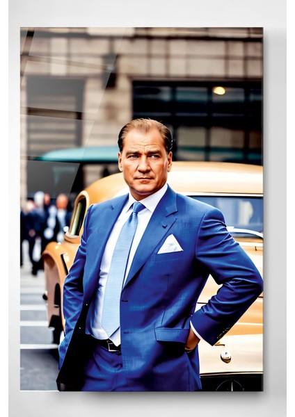 Atatürk Portresi - Yapay Zeka Tasarımlı Cam Tablo, Dekoratif Cam Tablo